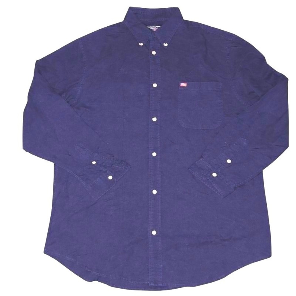 Ralph Lauren Jeans Co Navy Blue Button Down Shirt XXL USA Flag Logo Cotton Vtg